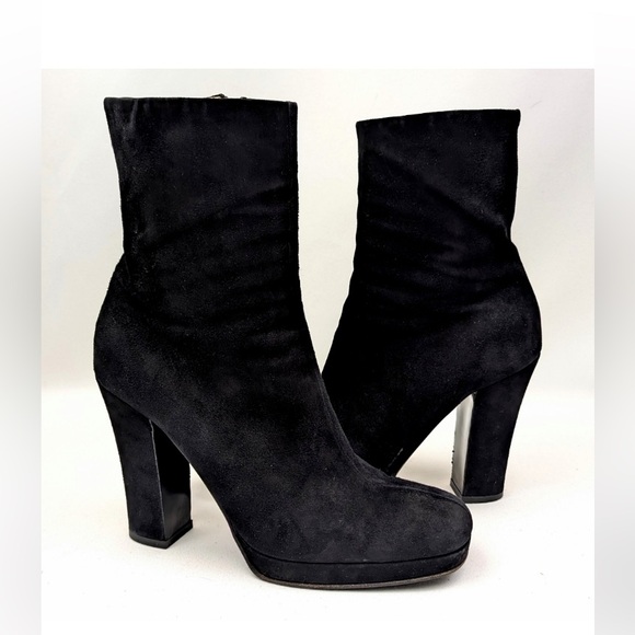 Miu Miu Shoes - Miu Miu size 9 is a product of Prada 🖤 Black Suede Heeled Boots